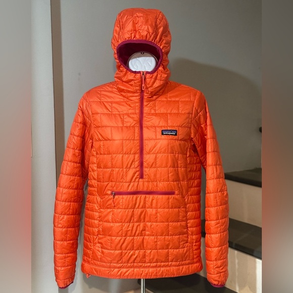 Patagonia Women's Small Nano Puff Orange Bivy Pullover 1/2 Zip